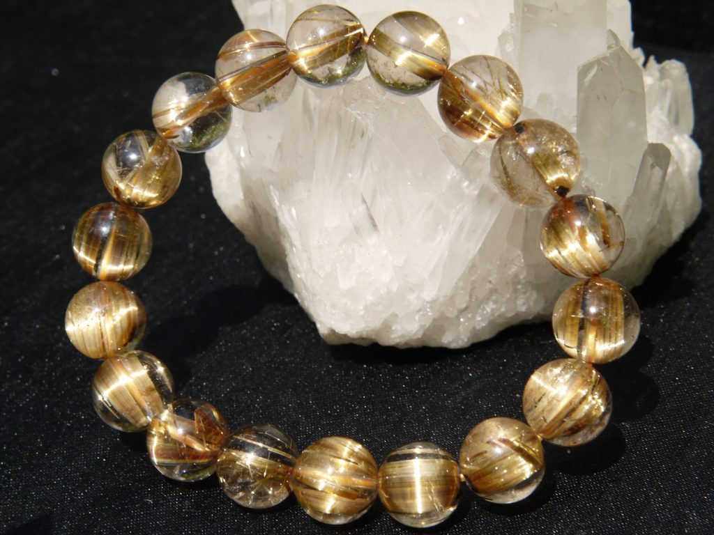 タイチンキャッツルチルクオーツブレスレット　極上　12mm